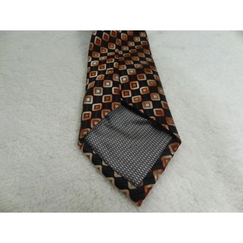 Bill Robinson Gold Squares Black Men’s Neck Tie 100% Polyester